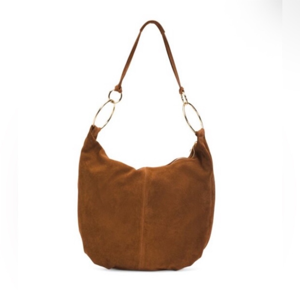 NWT Cognac Brown Suede Shoulder Bag - Picture 2 of 7